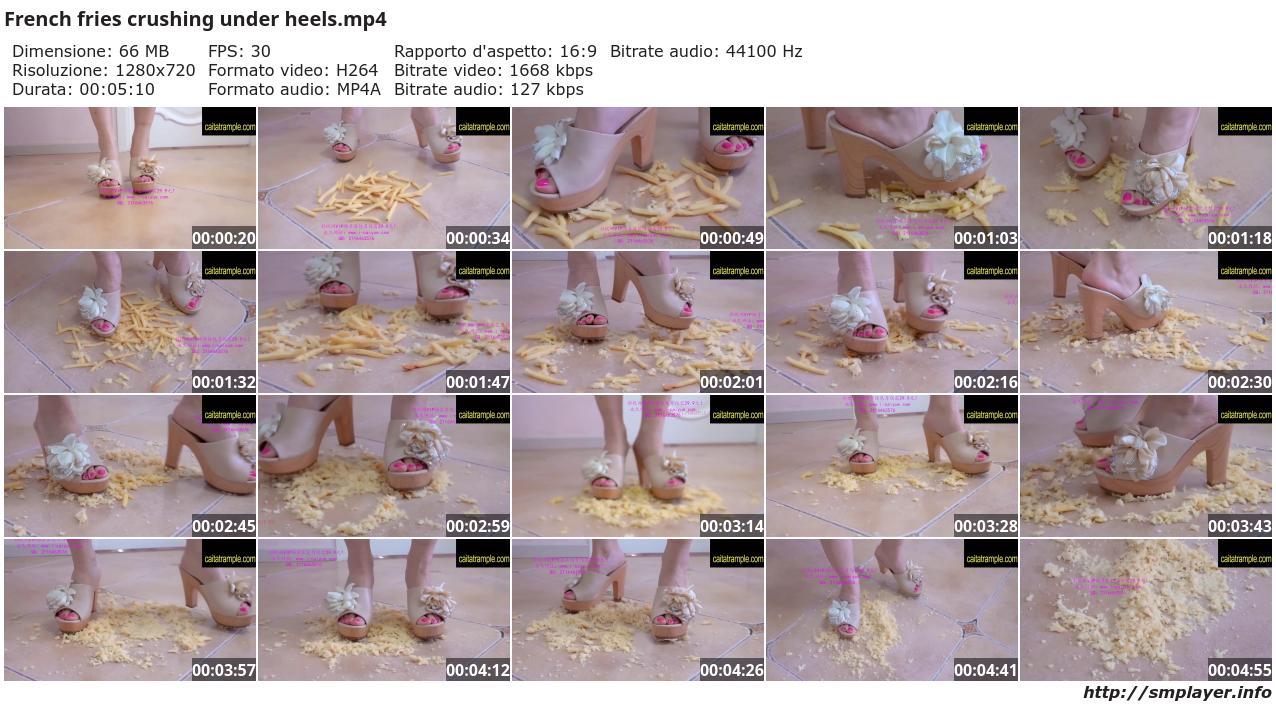 French fries crushing under heels