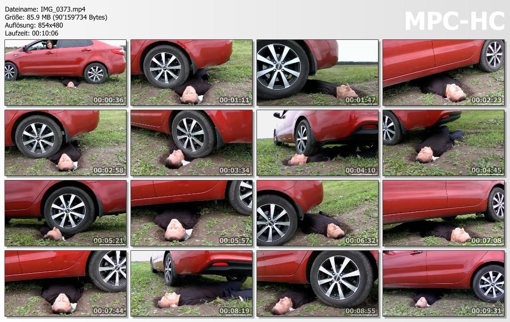 Woman runs over mans throat