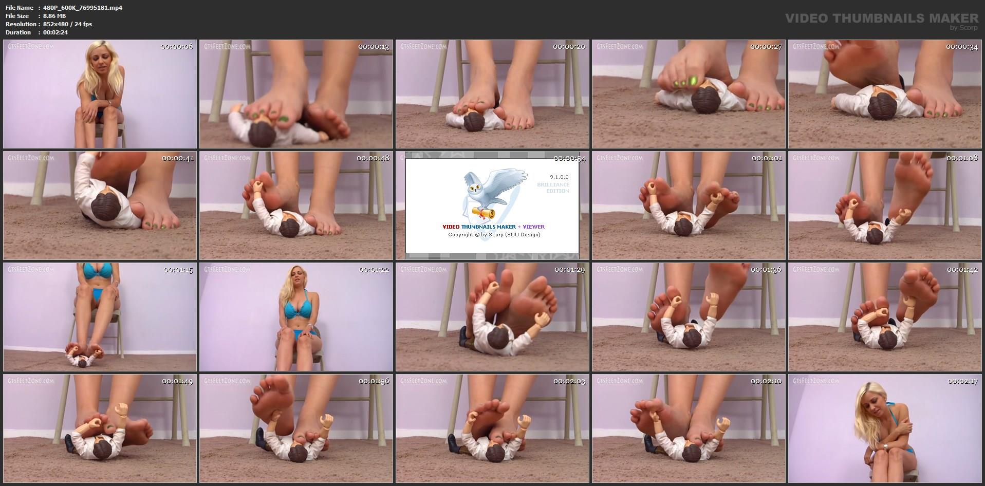 Shrunken Man Crushed Under Shiny Green Painted Toenails