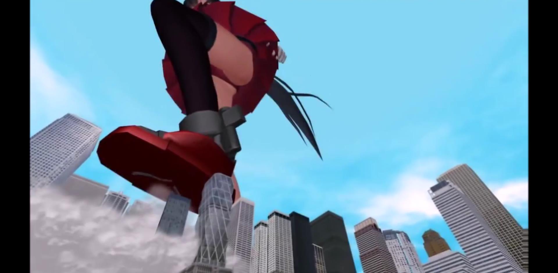 Giantess stomping a city animation