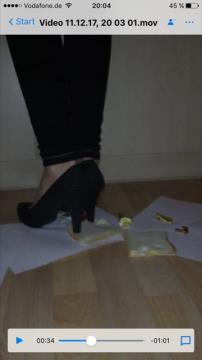  Girl crushes toast and chocolate in kitchen work