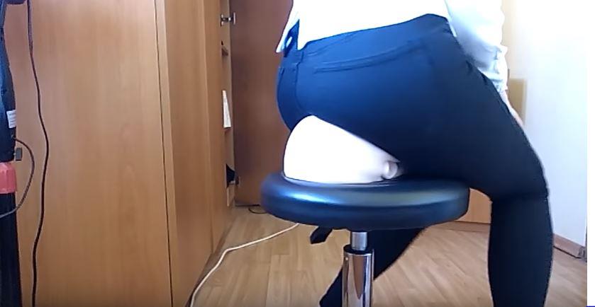 Butt crush face in nice tight pants