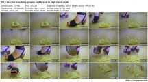 Milf teacher crushing grapes and bread in high heels